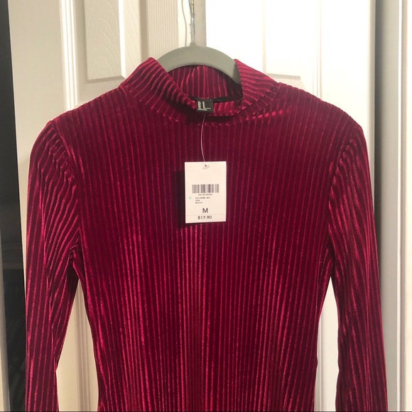 Forever 21 Red Long Sleeve Velvet Dress - Picture 2 of 5